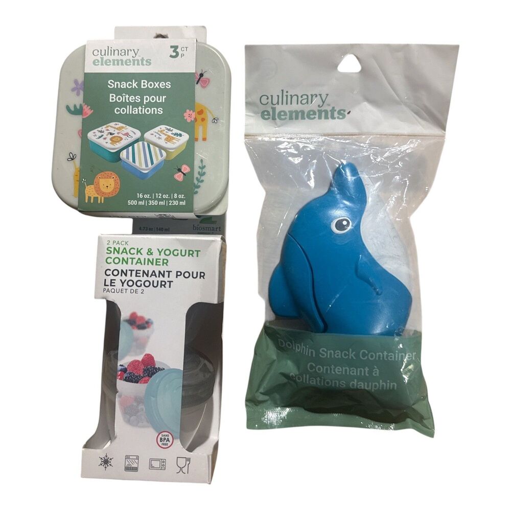 Kids Lunch Snack Container Bundle 6 Pc Dolphin Yogurt Snack Boxes BPA Free